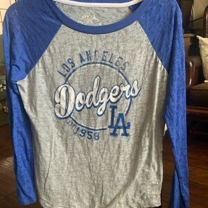 Women's Long Sleeve Raglan Tee - Blue and Gray